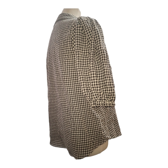 Heroes and Dreamers black white gingham checkered button front blouse top small - Picture 3 of 5